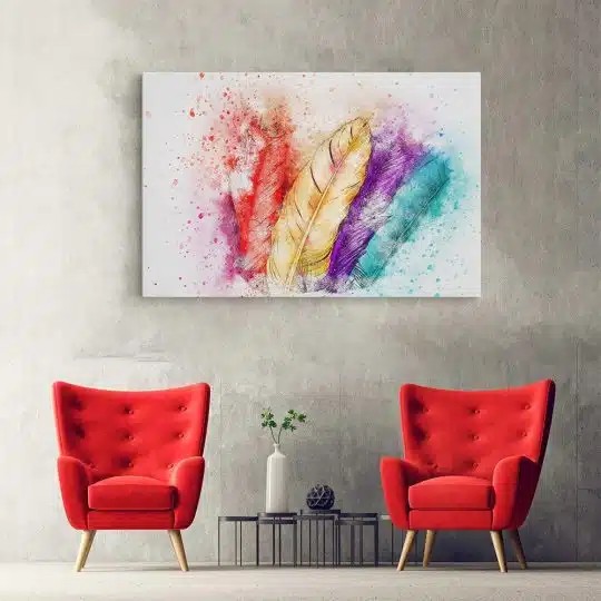 Tablou canvas pene pictura acuarela multicolor 1182 hol - Afis Poster pene acuarela pentru living casa birou bucatarie livrare in 24 ore la cel mai bun pret.