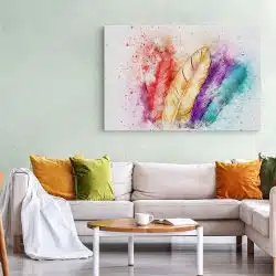 Tablou canvas pene pictura acuarela multicolor 1182 living 1 - Afis Poster pene acuarela pentru living casa birou bucatarie livrare in 24 ore la cel mai bun pret.