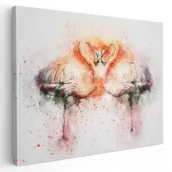 Tablou canvas pereche de flamingo acuarela alb roz portocaliu 1131 - Afis Poster pereche flamingo acuarela alb roz portocaliu pentru living casa birou bucatarie livrare in 24 ore la cel mai bun pret.