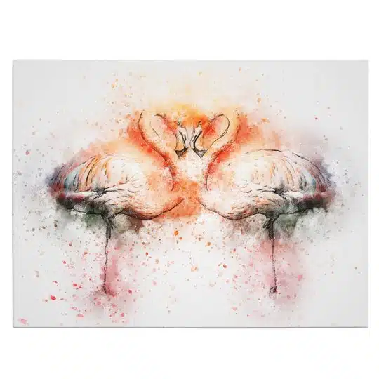 Tablou canvas pereche de flamingo acuarela alb roz portocaliu 1131 front - Afis Poster pereche flamingo acuarela alb roz portocaliu pentru living casa birou bucatarie livrare in 24 ore la cel mai bun pret.