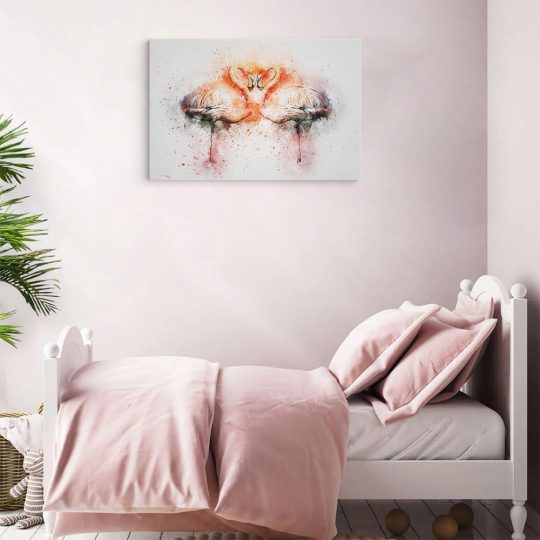 Tablou canvas pereche de flamingo acuarela alb roz portocaliu 1131 camera copii mic - Afis Poster pereche flamingo acuarela alb roz portocaliu pentru living casa birou bucatarie livrare in 24 ore la cel mai bun pret.