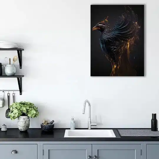 Tablou canvas phoenix cuprins de flacari negru maro 1088 bucatarie - Afis Poster pasarea phoenix in flacari negru maro pentru living casa birou bucatarie livrare in 24 ore la cel mai bun pret.