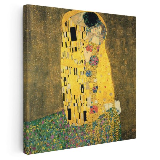 Tablou canvas pictura Sarutul de Gustav Klimt galben 1314 - Afis Poster pictura Sarutul de Gustav Klimt galben pentru living casa birou bucatarie livrare in 24 ore la cel mai bun pret.