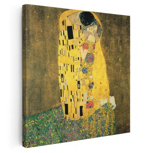 Tablou canvas pictura Sarutul de Gustav Klimt galben 1314 - Afis Poster pictura Sarutul de Gustav Klimt galben pentru living casa birou bucatarie livrare in 24 ore la cel mai bun pret.