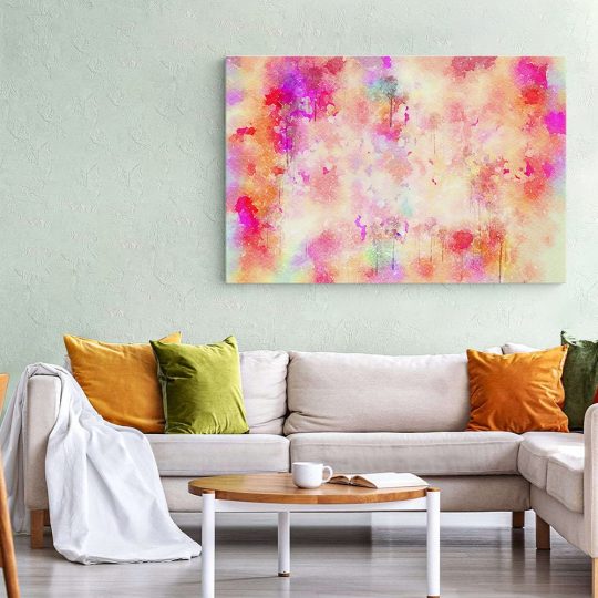Tablou canvas pictura abstracta acuarela alb roz portocaliu 1202 living 1 - Afis Poster pictura acuarela pentru living casa birou bucatarie livrare in 24 ore la cel mai bun pret.