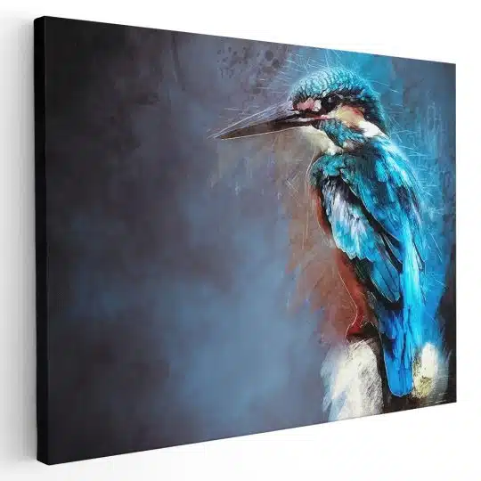 Tablou canvas pictura pasare kingfisher albastru maro negru 1188 - Afis Poster pictura pasare pentru living casa birou bucatarie livrare in 24 ore la cel mai bun pret.