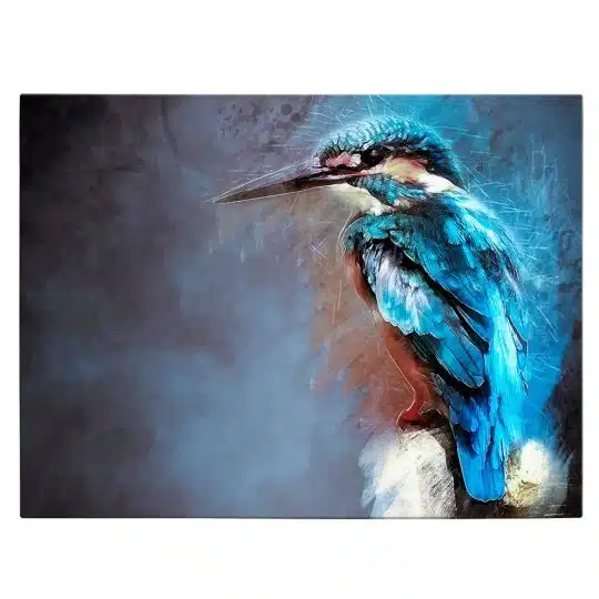 Tablou canvas pictura pasare kingfisher albastru maro negru 1188 front - Afis Poster pictura pasare pentru living casa birou bucatarie livrare in 24 ore la cel mai bun pret.