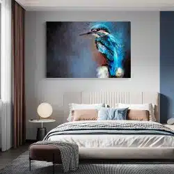 Tablou canvas pictura pasare kingfisher albastru maro negru 1188 dormitor - Afis Poster pictura pasare pentru living casa birou bucatarie livrare in 24 ore la cel mai bun pret.