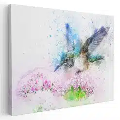 Tablou canvas pictura pasare zburand roz verde albastru 1106 - Afis Poster pictura pasare colibri in zbor roz verde albastru pentru living casa birou bucatarie livrare in 24 ore la cel mai bun pret.