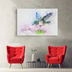 Tablou canvas pictura pasare zburand roz verde albastru 1106 hol - Afis Poster pictura pasare colibri in zbor roz verde albastru pentru living casa birou bucatarie livrare in 24 ore la cel mai bun pret.