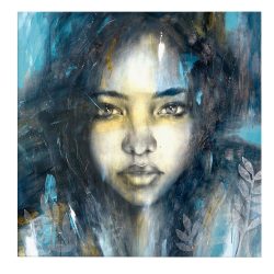 Tablou canvas pictura portret femeie albastru negru 1376 frontal - Afis Poster tablou modern pictura portret pentru living casa birou bucatarie livrare in 24 ore la cel mai bun pret.