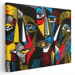 Tablou canvas pictura stil cubism portrete femei multicolor 1383 - Afis Poster pictura stil cubism portrete femei multicolor pentru living casa birou bucatarie livrare in 24 ore la cel mai bun pret.