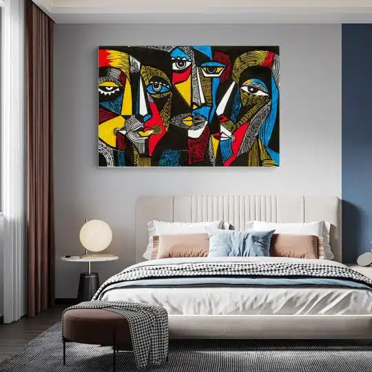 Tablou canvas pictura stil cubism portrete femei multicolor 1383 dormitor - Afis Poster pictura stil cubism portrete femei multicolor pentru living casa birou bucatarie livrare in 24 ore la cel mai bun pret.