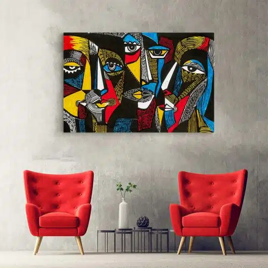 Tablou canvas pictura stil cubism portrete femei multicolor 1383 hol - Afis Poster pictura stil cubism portrete femei multicolor pentru living casa birou bucatarie livrare in 24 ore la cel mai bun pret.