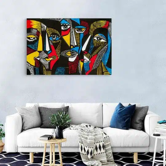 Tablou canvas pictura stil cubism portrete femei multicolor 1383 living modern - Afis Poster pictura stil cubism portrete femei multicolor pentru living casa birou bucatarie livrare in 24 ore la cel mai bun pret.