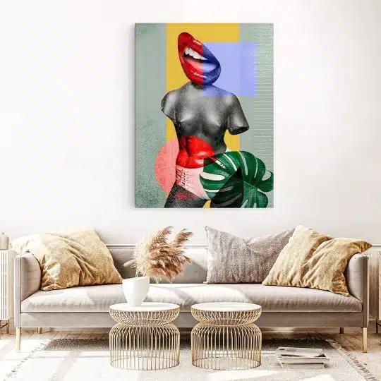 Tablou canvas pop art corp colaj in nuante galben gri rosu 1040 living 1 - Afis Poster pop art corp colaj galben gri rosu pentru living casa birou bucatarie livrare in 24 ore la cel mai bun pret.