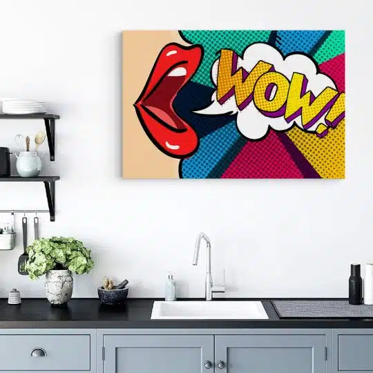 Tablou canvas pop art detaliu buze rosting WOW roz 1365 bucatarie - Afis Poster Tablou cu buze rosii wow pentru living casa birou bucatarie livrare in 24 ore la cel mai bun pret.