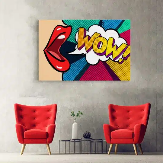 Tablou canvas pop art detaliu buze rosting WOW roz 1365 hol - Afis Poster Tablou cu buze rosii wow pentru living casa birou bucatarie livrare in 24 ore la cel mai bun pret.