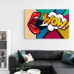 Tablou canvas pop art detaliu buze rosting WOW roz 1365 living - Afis Poster Tablou cu buze rosii wow pentru living casa birou bucatarie livrare in 24 ore la cel mai bun pret.