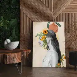 Tablou canvas pop art femeie colaj in nuante gri portocaliu verde 1050 living - Afis Poster pop art femeie colaj gri portocaliu verde pentru living casa birou bucatarie livrare in 24 ore la cel mai bun pret.