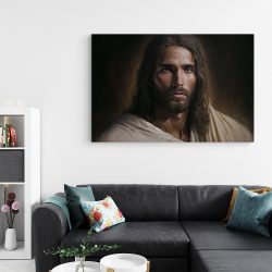 Tablou canvas portret Isus Cristos maro crem 1120 living - Afis Poster portret Isus Hristos maro crem pentru living casa birou bucatarie livrare in 24 ore la cel mai bun pret.
