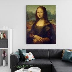 Tablou canvas portret Mona Lisa Leonardo da Vinci in nuante galben maro verde 1026 living 2 - Afis Poster Mona Lisa Leonardo da Vinci pentru living casa birou bucatarie livrare in 24 ore la cel mai bun pret.