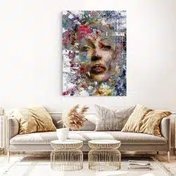 Tablou canvas portret abstract femeie multicolor 1218 living 1 - Afis Poster portret abstract femeie pentru living casa birou bucatarie livrare in 24 ore la cel mai bun pret.