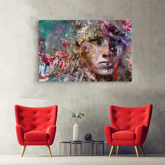 Tablou canvas portret abstract pictura multicolor 1212 hol - Afis Poster portret abstract pentru living casa birou bucatarie livrare in 24 ore la cel mai bun pret.