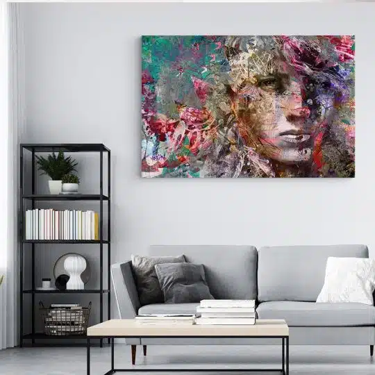 Tablou canvas portret abstract pictura multicolor 1212 living modern 4 - Afis Poster portret abstract pentru living casa birou bucatarie livrare in 24 ore la cel mai bun pret.