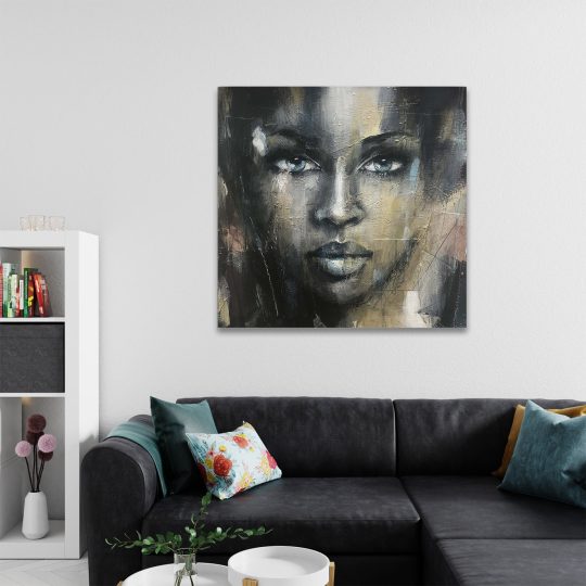 Tablou canvas portret acrilic femeie negru 1327 camera 2 - Afis Poster portret acrilic femeie negru pentru living casa birou bucatarie livrare in 24 ore la cel mai bun pret.