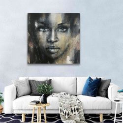 Tablou canvas portret acrilic femeie negru 1327 camera 4 - Afis Poster portret acrilic femeie negru pentru living casa birou bucatarie livrare in 24 ore la cel mai bun pret.