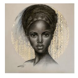 Tablou canvas portret carbune femeie africana maro 1321 frontal - Afis Poster portret carbune femeie africana maro pentru living casa birou bucatarie livrare in 24 ore la cel mai bun pret.