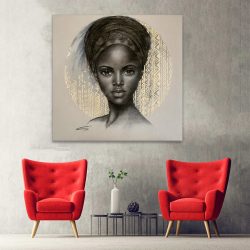 Tablou canvas portret carbune femeie africana maro 1321 hol - Afis Poster portret carbune femeie africana maro pentru living casa birou bucatarie livrare in 24 ore la cel mai bun pret.