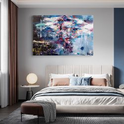 Tablou canvas portret femeie abstract alb albastru rosu negru 1173 dormitor - Afis Poster portret de femeie abstract pentru living casa birou bucatarie livrare in 24 ore la cel mai bun pret.