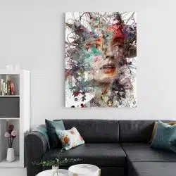 Tablou canvas portret femeie abstract multicolor 1216 living 2 - Afis Poster femeie abstract pentru living casa birou bucatarie livrare in 24 ore la cel mai bun pret.