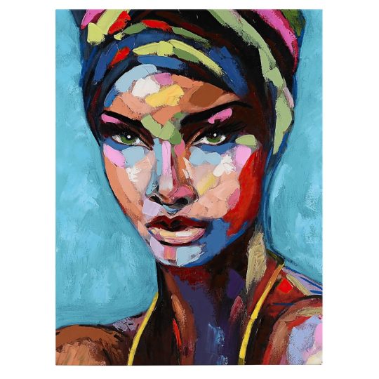 Tablou canvas portret femeie africana pictura multicolor 1012 front - Afis Poster portret femeie africana pictura pentru living casa birou bucatarie livrare in 24 ore la cel mai bun pret.