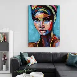 Tablou canvas portret femeie africana pictura multicolor 1012 living 2 - Afis Poster portret femeie africana pictura pentru living casa birou bucatarie livrare in 24 ore la cel mai bun pret.