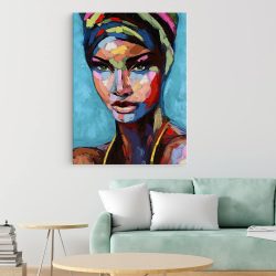 Tablou canvas portret femeie africana pictura multicolor 1012 living 3 - Afis Poster portret femeie africana pictura pentru living casa birou bucatarie livrare in 24 ore la cel mai bun pret.