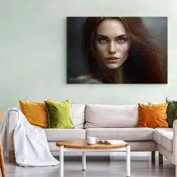 Tablou canvas portret femeie cu parul roscat rosu maro 1236 living 1 - Afis Poster portret femeie cu parul roscat rosu maro pentru living casa birou bucatarie livrare in 24 ore la cel mai bun pret.