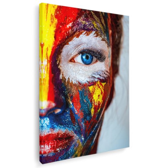Tablou canvas portret femeie facepainting multicolor 1308 - Afis Poster tablou face painting multicolor pentru living casa birou bucatarie livrare in 24 ore la cel mai bun pret.