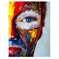 Tablou canvas portret femeie facepainting multicolor 1308 front - Afis Poster tablou face painting multicolor pentru living casa birou bucatarie livrare in 24 ore la cel mai bun pret.
