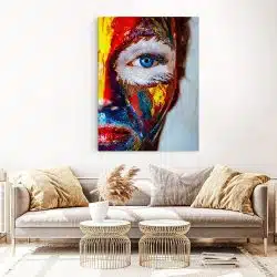 Tablou canvas portret femeie facepainting multicolor 1308 living 1 - Afis Poster tablou face painting multicolor pentru living casa birou bucatarie livrare in 24 ore la cel mai bun pret.