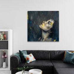 Tablou canvas portret femeie pictura galben albastru negru 1351 camera 2 - Afis Poster tablou portret femeie pictura pentru living casa birou bucatarie livrare in 24 ore la cel mai bun pret.