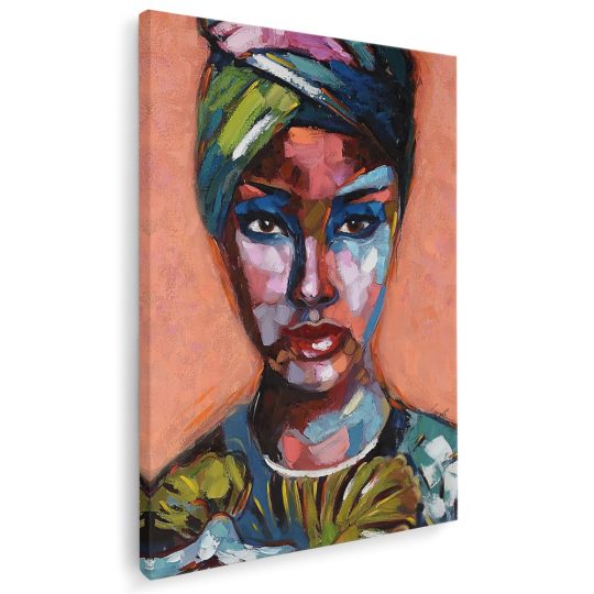 Tablou canvas portret femeie pictura multicolor 1220 - Afis Poster femeie pictura pentru living casa birou bucatarie livrare in 24 ore la cel mai bun pret.