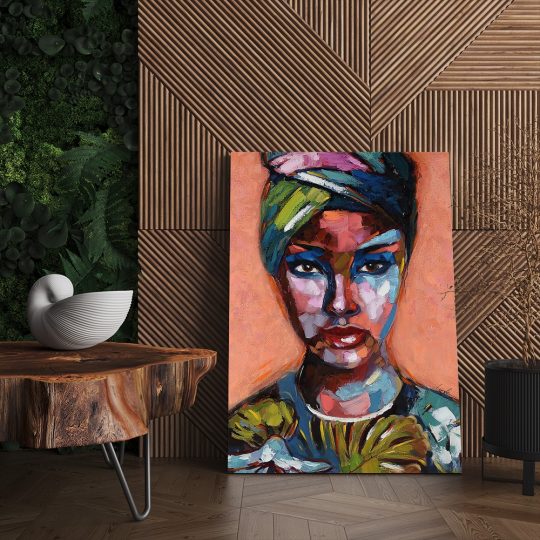 Tablou canvas portret femeie pictura multicolor 1220 living - Afis Poster femeie pictura pentru living casa birou bucatarie livrare in 24 ore la cel mai bun pret.