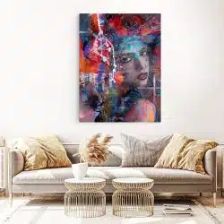 Tablou canvas portret femeie splash pictura multicolor 1014 living 1 - Afis Poster tablou portret femeie pentru living casa birou bucatarie livrare in 24 ore la cel mai bun pret.