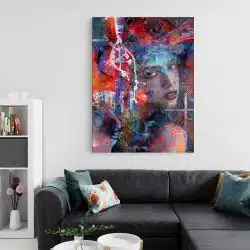 Tablou canvas portret femeie splash pictura multicolor 1014 living 2 - Afis Poster tablou portret femeie pentru living casa birou bucatarie livrare in 24 ore la cel mai bun pret.