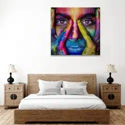 Tablou canvas portret femeie vopsita multicolor multicolor 1245 dormitor - Afis Poster portret femeie vopsita multicolor multicolor pentru living casa birou bucatarie livrare in 24 ore la cel mai bun pret.