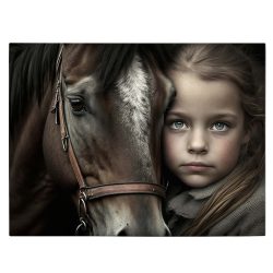 Tablou canvas portret fetita cu cal maro crem alb 1126 front - Afis Poster Tablou portret fetita cu cal pentru living casa birou bucatarie livrare in 24 ore la cel mai bun pret.