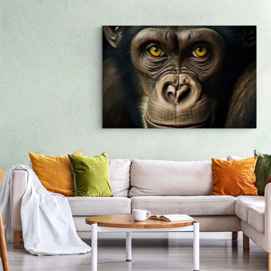 Tablou canvas portret maimuta gorila maro galben 1239 living 1 - Afis Poster portret maimuta gorila maro galben pentru living casa birou bucatarie livrare in 24 ore la cel mai bun pret.